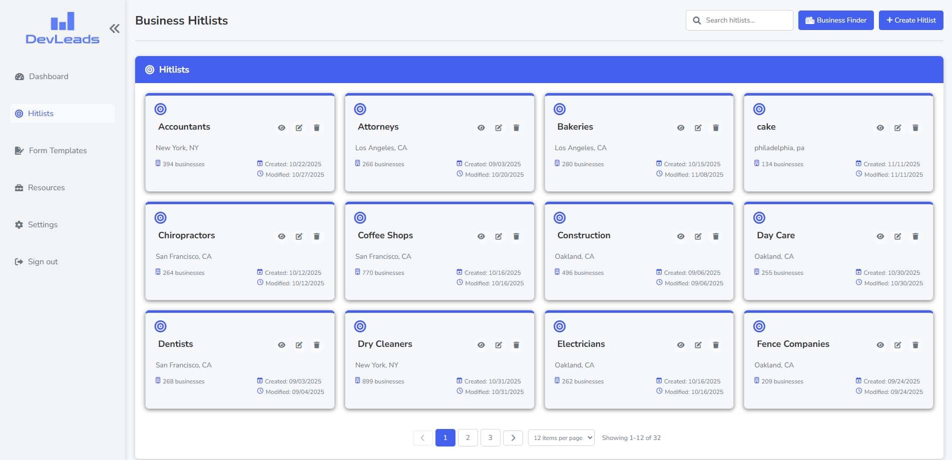 DevLeads application — screenshot 4